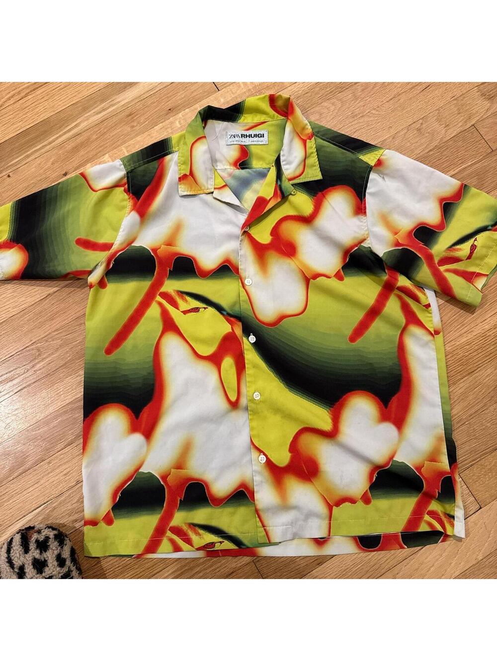Multicoloured abstract print button-up shirt